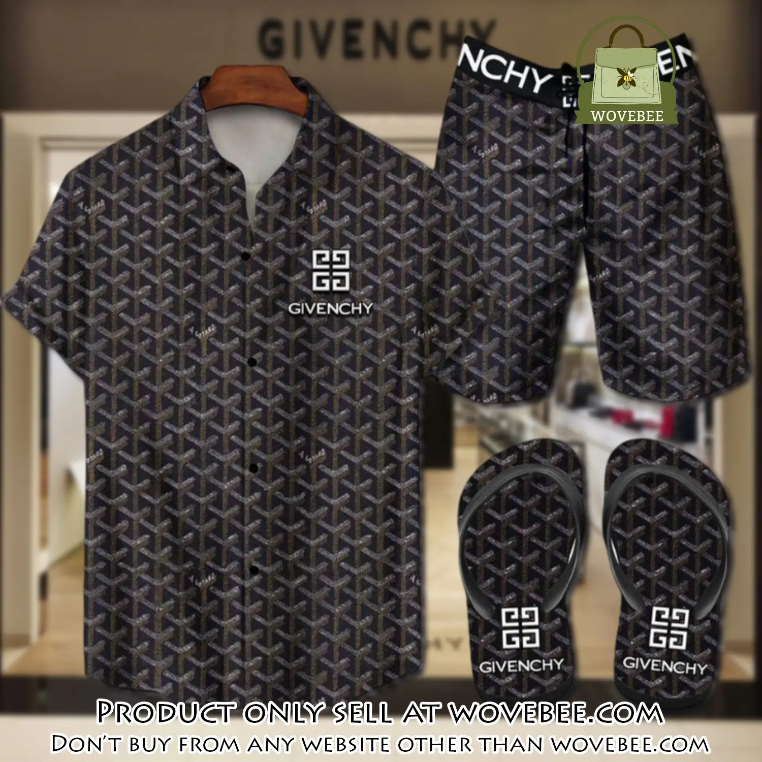 Givenchy flip flops and combo hawaii shirt shorts luxury brand summer outfit hsf219 wvb0452202